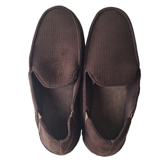 Dearfoam Mens Brown Comfy Memory Foam Cushion Slip On Moccasin Slippers Size 7-8 - Picture 1 of 9